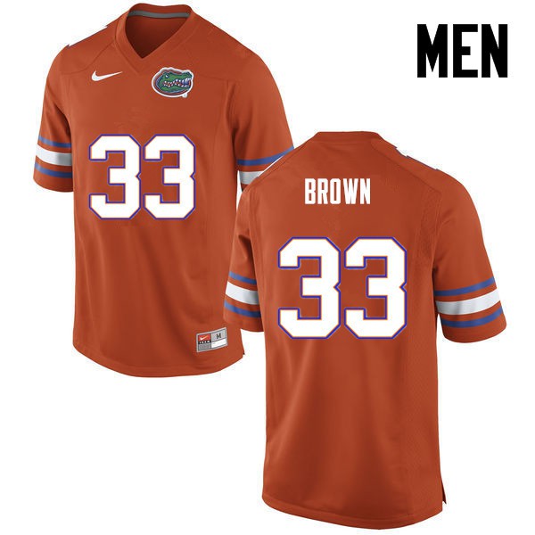 Florida Gators Men #33 Mack Brown College Football Orange